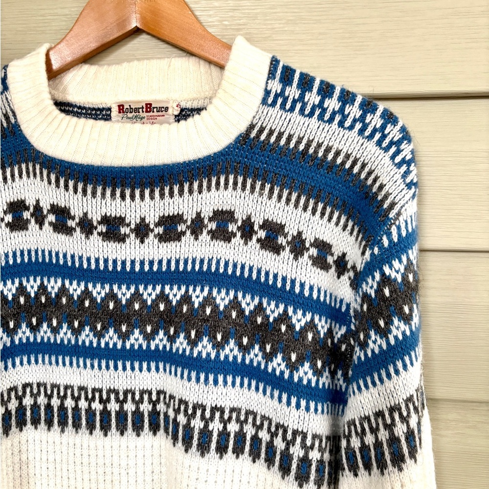 Paul Mage Robert Bruce 1960s vintage fair isle Nordic sweater Orlon Acrylic EUC